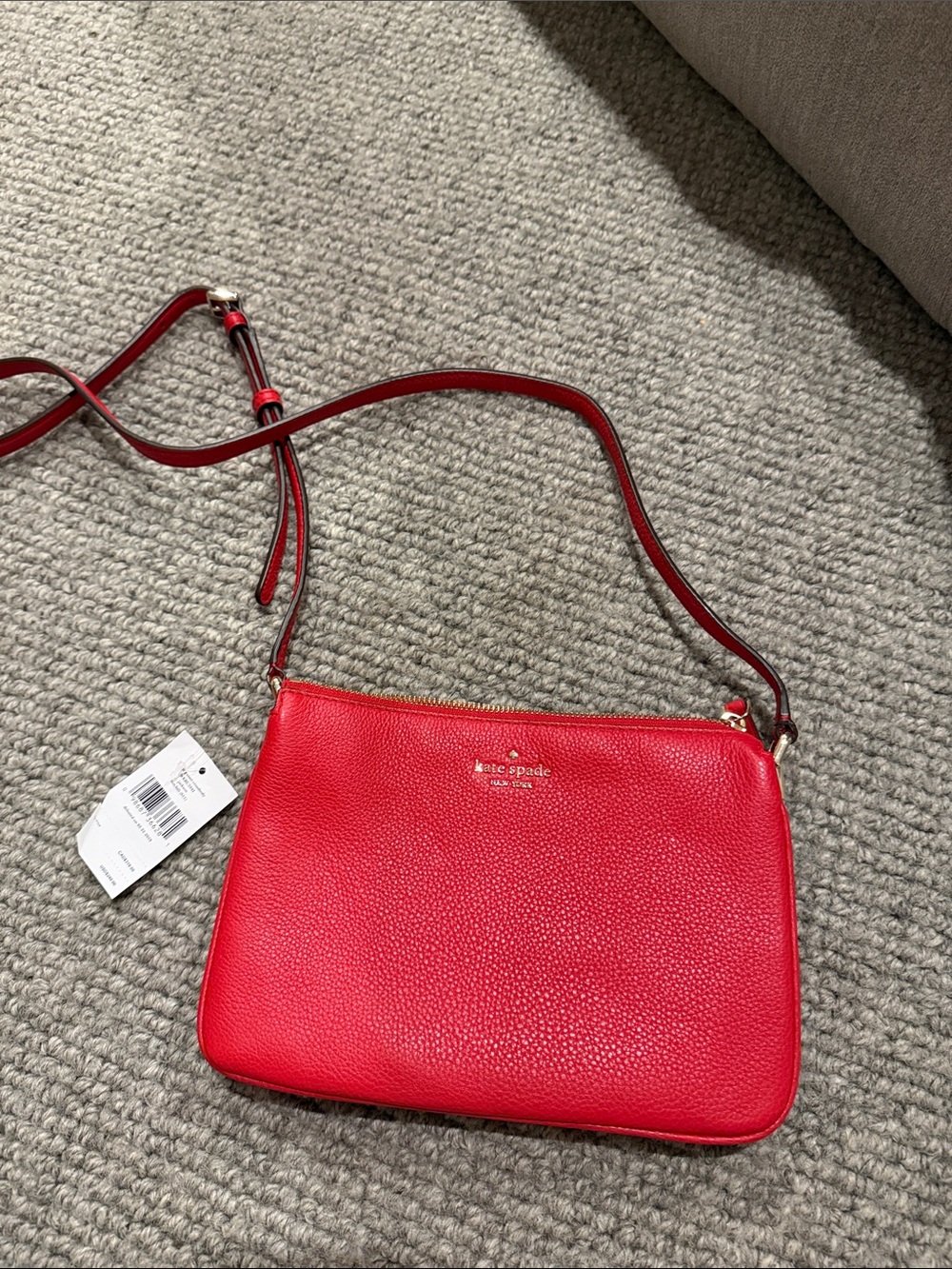 kate spade Red Pebbled Leather Crossbody with Gold Logo